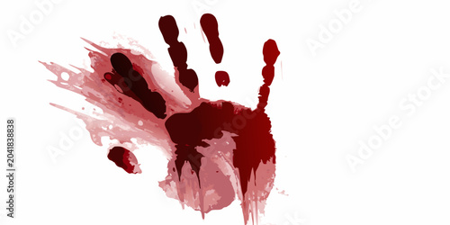 Schilderij op canvas bloody handprint with dripping blood on transparent background vector illustrati
