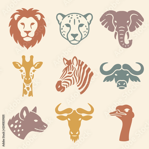 Φωτογραφία Collection of various wild animal heads 2.