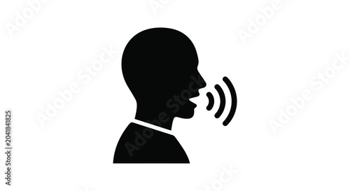 silhouette of speaking person on white background