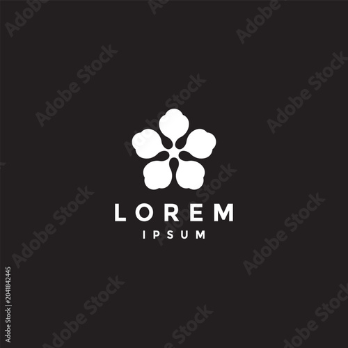 Five Bold Flower Stamens Logo Design. Five Petaled Floral Symbol Logo Design.