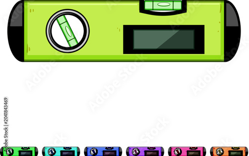 Foto Leveling tool or spirit level displaying a bubble to indicate horizontal or vert