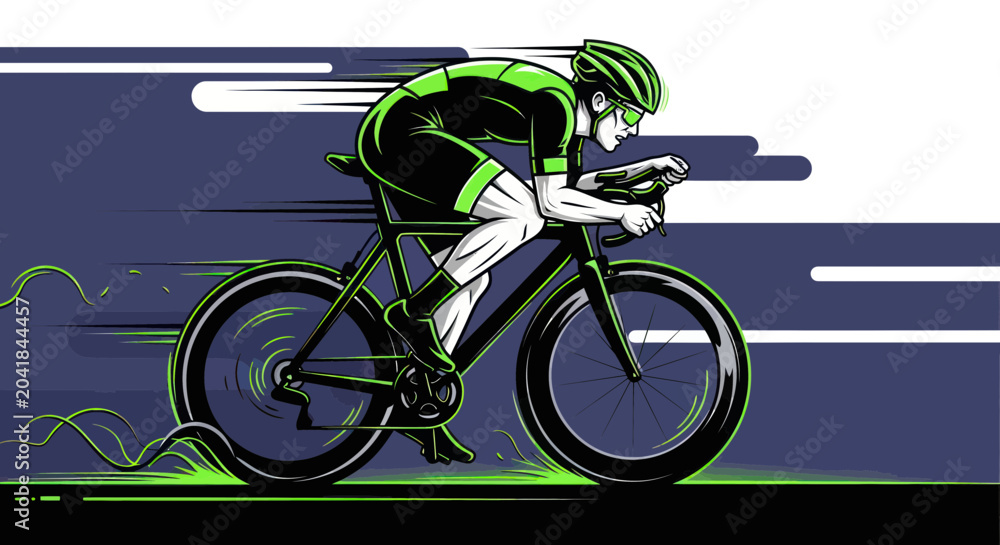 Fototapeta premium Cyclist Racing Speed Motion Graphic Art