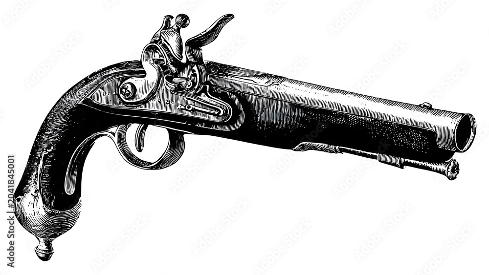 Fototapeta premium Old Revolver Pistol Close Up Antique Handgun