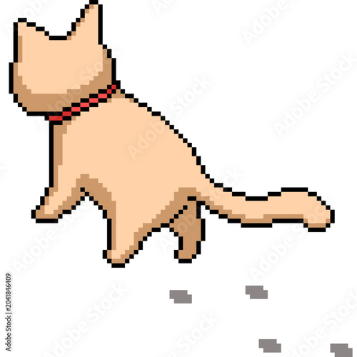 pixel art isolated background of cat sneak walk