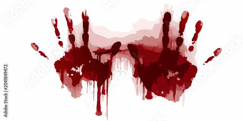 Bild auf Leinwand bloody handprint with dripping blood on white background vector illustration hor