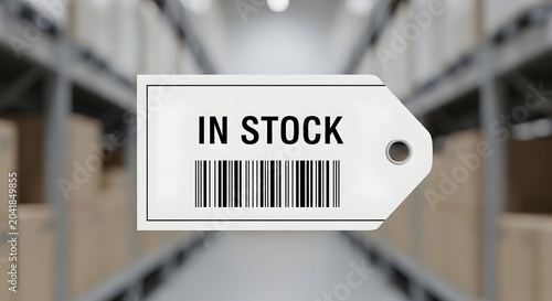 In Stock Inventory Management Label Concept for Warehouse Operations Supply Chain and Retail Availability