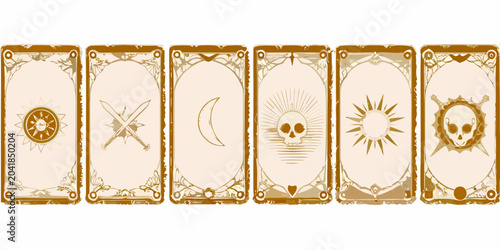Konstfotografi set of seven mystical tarot card templates beige fortune telling oracle divinati