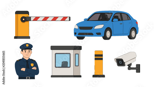Foto Parking security and access control vector icon set