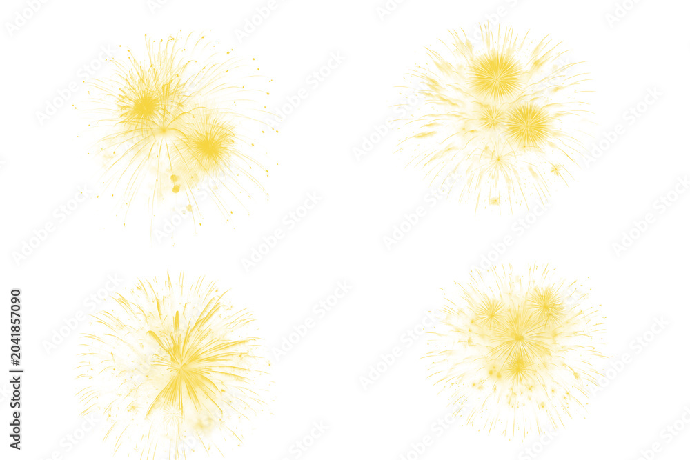 Obraz premium Yellow fireworks explosion graphic design as clean cutout