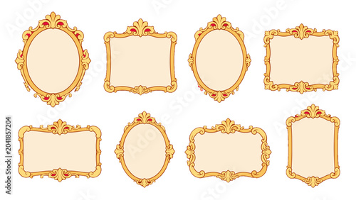 Obraz na płótnie Set of ornate vintage decorative frames in gold vector style