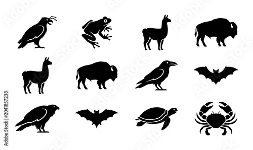 Konstfotografi Diverse Wildlife Silhouettes: Birds, Mammals, Reptiles, Amphibians, Crustaceans,