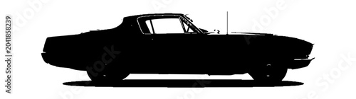 Silhouette of a classic vintage muscle car vector art