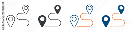 Schilderij op canvas Route Icon Set Multiple Style Collection
