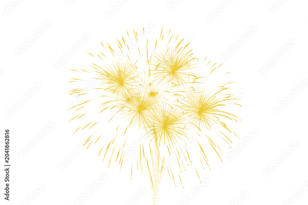 Obraz premium Large golden firework burst transparent as cut out PNG