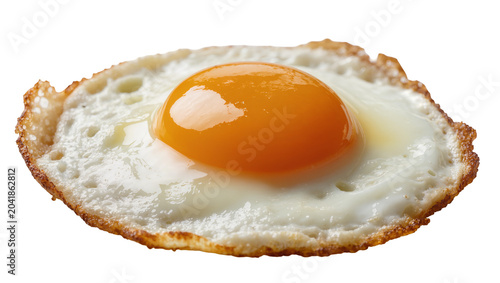 Quadro su tela Fried egg with bright orange yolk and crispy white edges