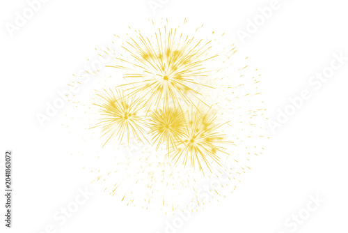 Radiant golden fireworks burst as isolated element