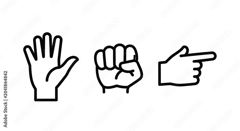 Obraz premium hand gestures line art gesture fist pointing