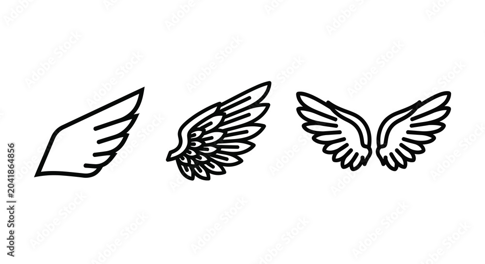 Obraz premium wing icons in black line style icon