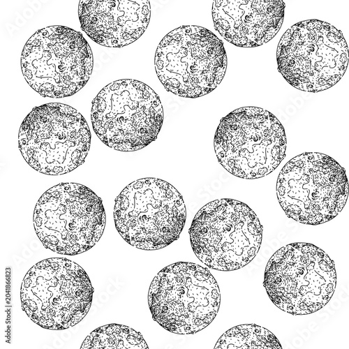 Tableau sur toile seamless pattern orbit moon hand drawn