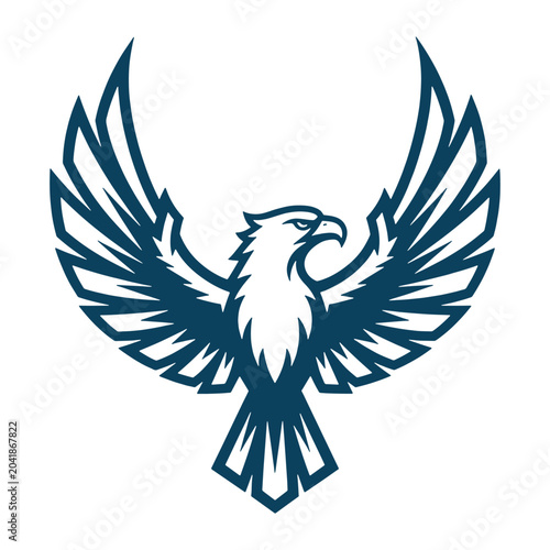Majestic Eagle with Spread Wings Line Art Vector Illustration