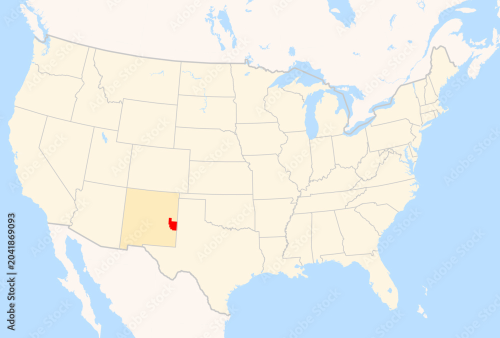 Fototapeta premium Locator Map of the County Roosevelt (New Mexico, US) showing the Contiguous United States with the highlighted County