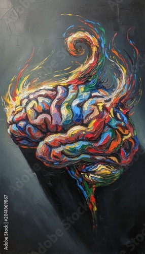 Colorful Abstract Brain Artwork Representing Creativity and Intelligence