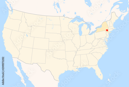 Obraz na płótnie Locator Map of the County Ulster (New York, US) showing the Contiguous United St