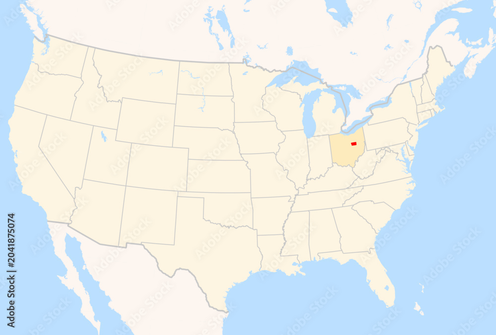 Fototapeta premium Locator Map of the County Holmes (Ohio, US) showing the Contiguous United States with the highlighted County