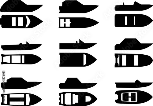 Foto Vector illustrations of various types and kinds of boats, motorboats, ships and speedboats
