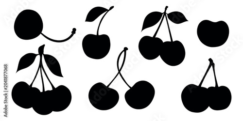 Cuadro en lienzo Cherry silhouettes set