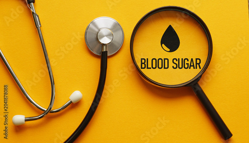 Tableau sur toile Blood Sugar Monitoring and Diabetes Management Concept with Stethoscope and Magn