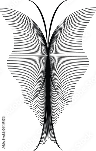 Minimalist Butterfly Created with Curved Lines