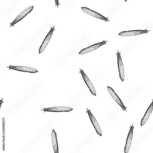 Photos seamless pattern balloon airship hand drawn