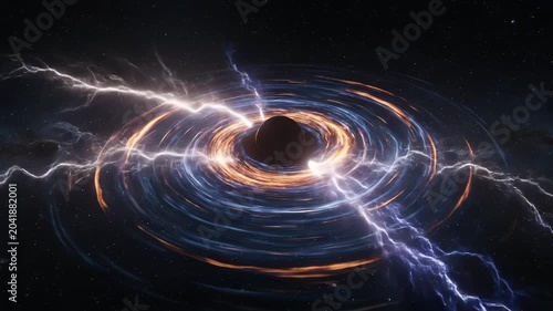 Abstract Cosmic Black Hole with Powerful Electric Lightning Strikes