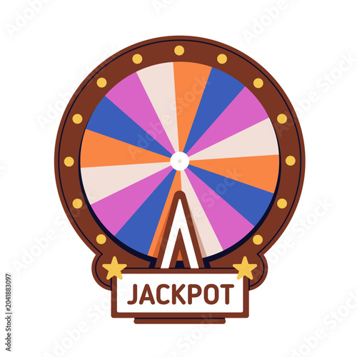 Jackpot on spinning fortune wheel, casino luck game. Lucky roulette lottery, ...