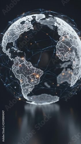 Digital Rotating Earth Globe with Global Connectivity Network Data