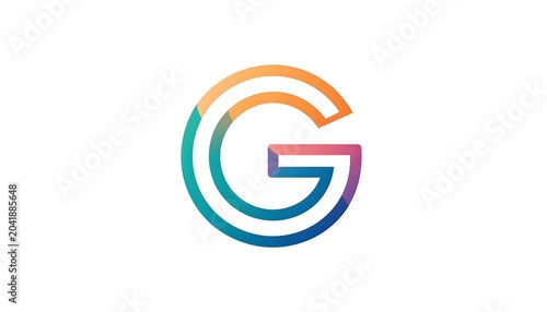 Colorful Gradient Letter G Symbol Centered on White Background
