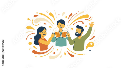 Tableau sur toile Celebration of Joy with Group of People Enjoying Festive Moment.