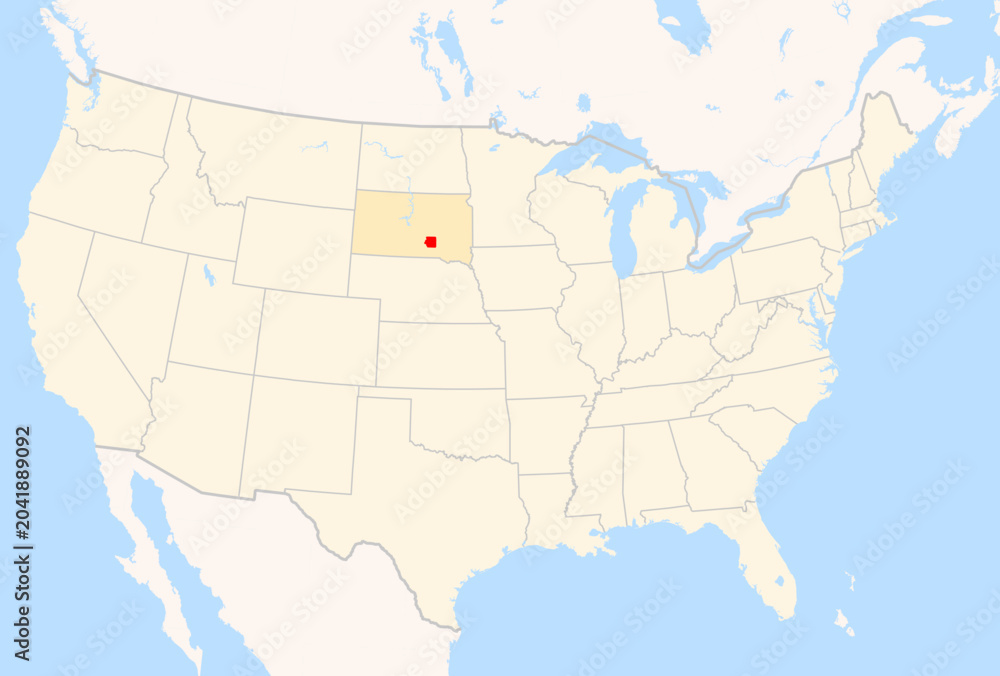 Fototapeta premium Locator Map of the County Brule (South Dakota, US) showing the Contiguous United States with the highlighted County
