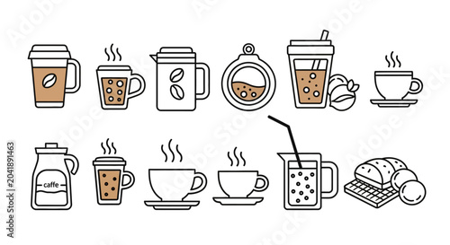 Obraz na płótnie Variety of coffee and tea drinks.