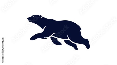 Silhouette icon of an arctic polar bear swimming through water