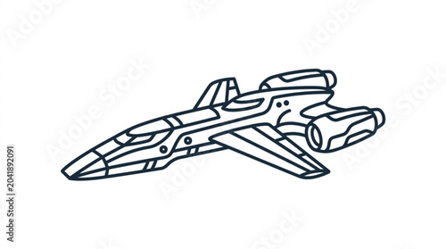 Foto Futuristic spaceship drawing with clean lines and sharp angles.