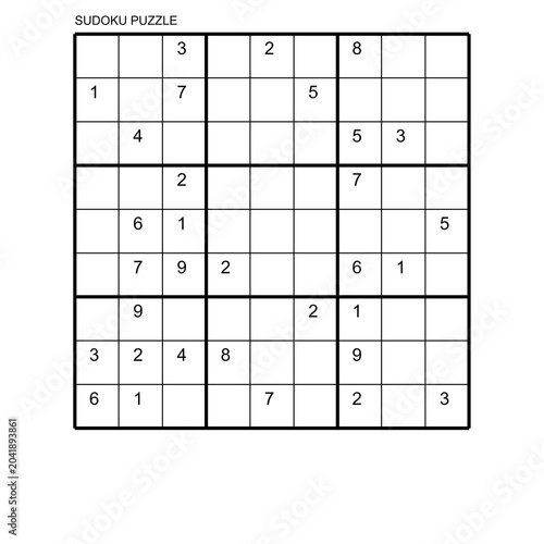 Sudoku puzzle on a white background with numbers and grid lines
