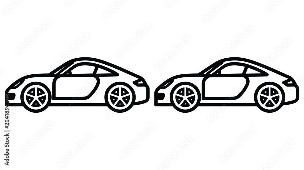 Fototapeta premium Car silhouette icons in modern illustration style on white background