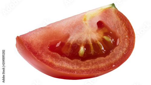 Obraz na plátne Fresh red tomato slice with seeds and pulp