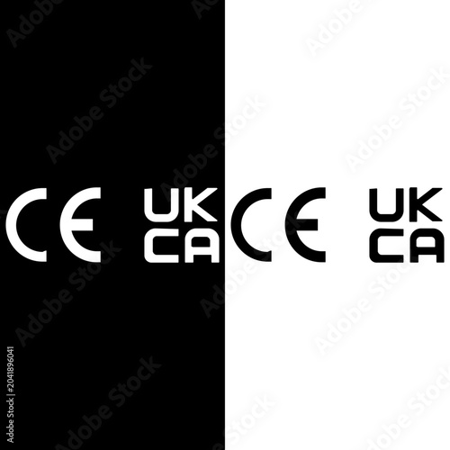 CE and UKCA Conformity Marking Icons for European and UK Market Product Regulatory Compliance and Certification Labeling