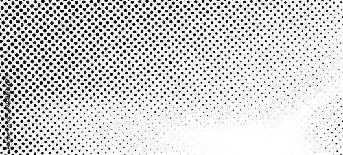 Tableau sur toile Grunge halftone gradient background, diagonal dot dispersion, black ink halftone pattern, clean white space, abstract editorial texture, modern graphic style