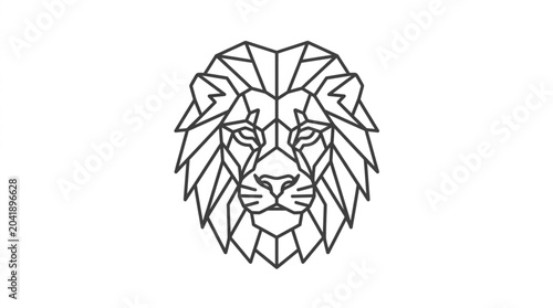 Fotografía Geometric Lion Head Outline Graphic Design.