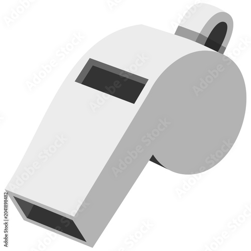 Sports whistle illustration. Essential referee equipment used for officiating games, training sessions, and sports competitions.