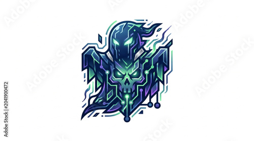 Quadro em tela Ghostly Skull Monster with Glowing Eyes and Smoke.